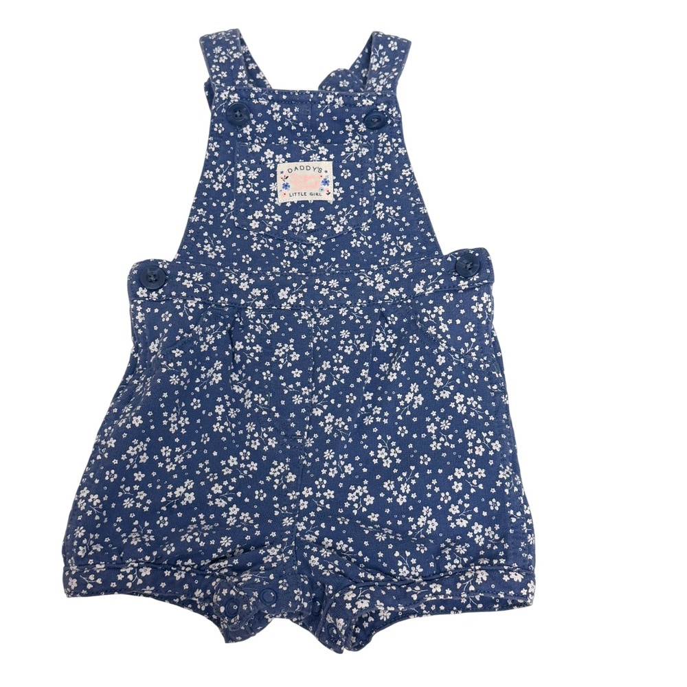 Carters Baby Girl Blue Floral Cotton Shortall Romper‎ Overalls 12 Months